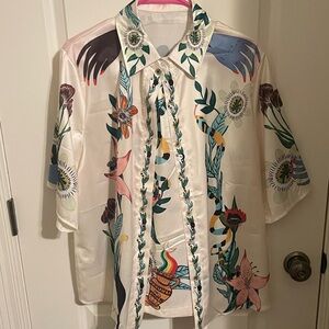 Floral Print Satin Kimono